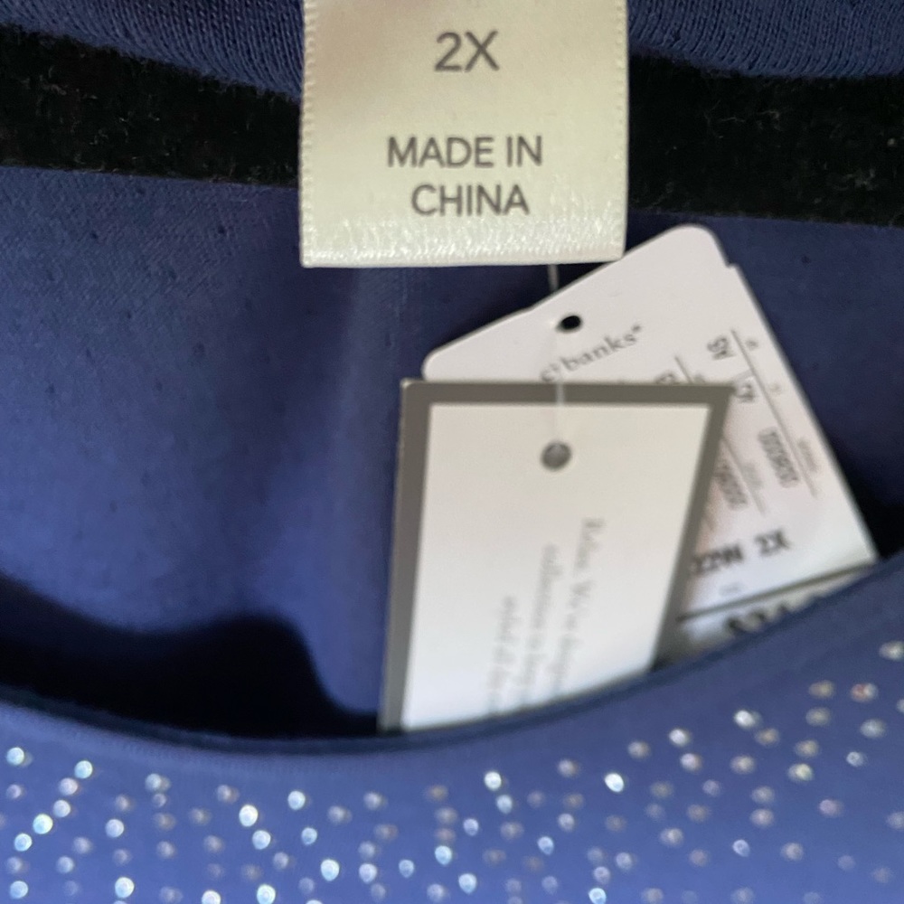 🌼CJ Banks Embellished Blue Knit Top - Picture 4 of 5